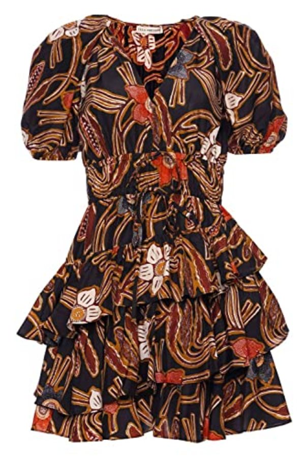 Ulla Johnson Silk Taffeta Farah Ruffled Layered Dress - Onyx | Garmentory