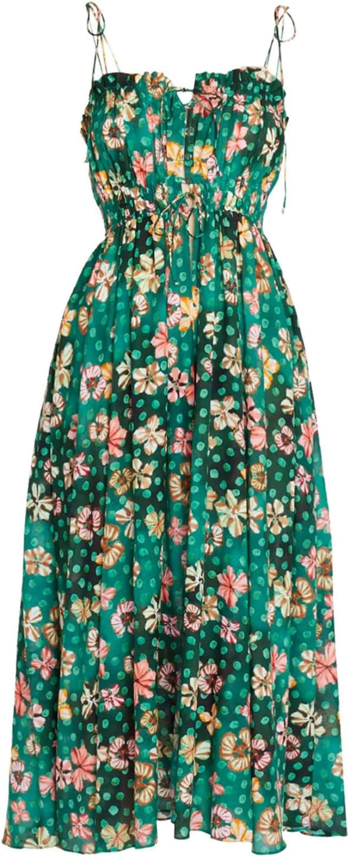 slim fit dress slacks Callista Long Sleeve Jacquard Dress - Olive Green Floral Print Jacquard  Midi Dress main image 0
