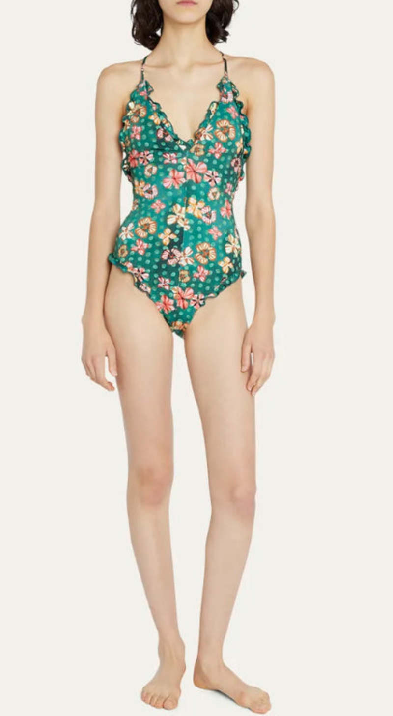 Ulla Johnson Giordana Maillot One Piece Swimsuit with Ruffle