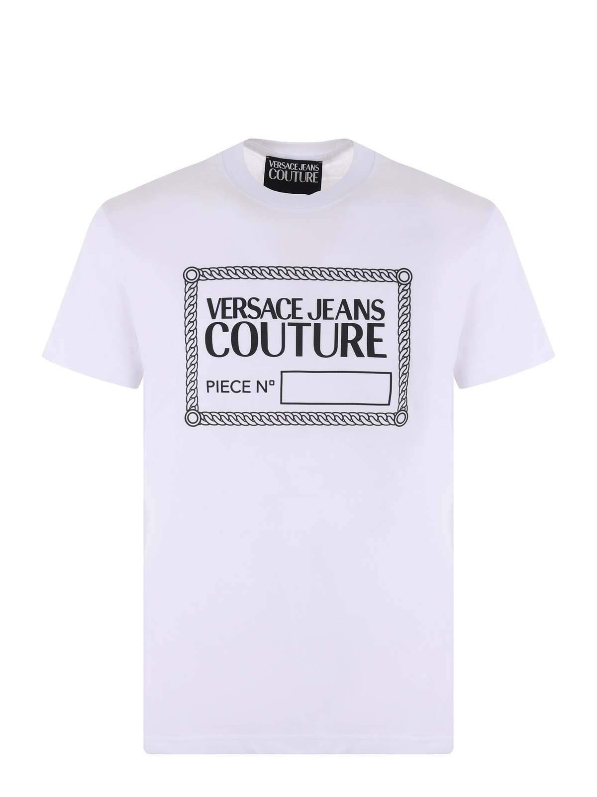 ★Versace Jeans★ ホワイト スクリーンプリント Tシャツ Versace Jeans Couture Label Design Short Sleeve T-Shirt