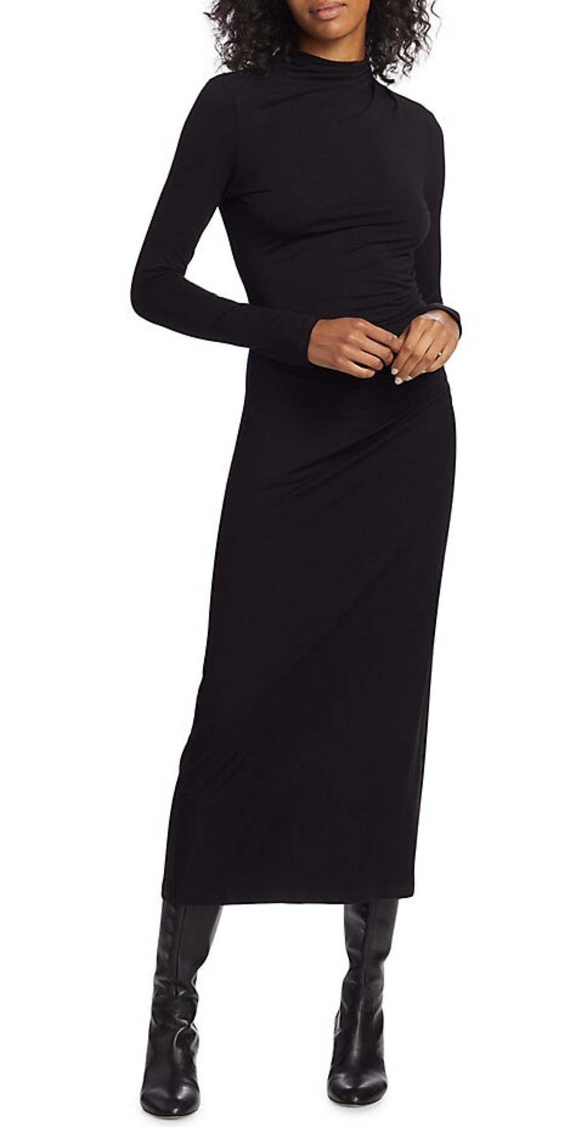 cute long sleeve winter dresses Charcoal Long Sleeve Ruched Short Dress