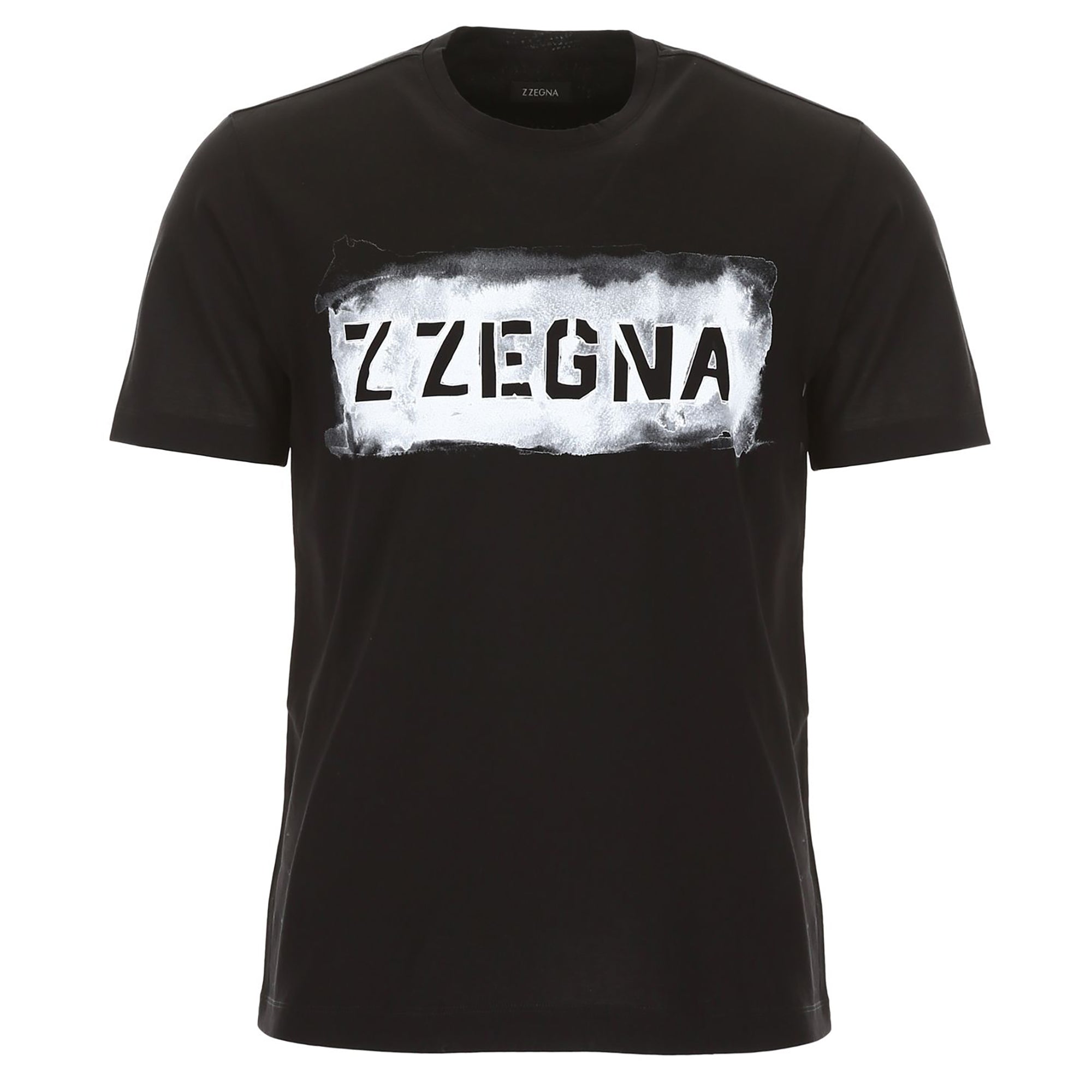 Z Zegna Graffiti Logo Short Sleeve Cotton T-Shirt - Black
