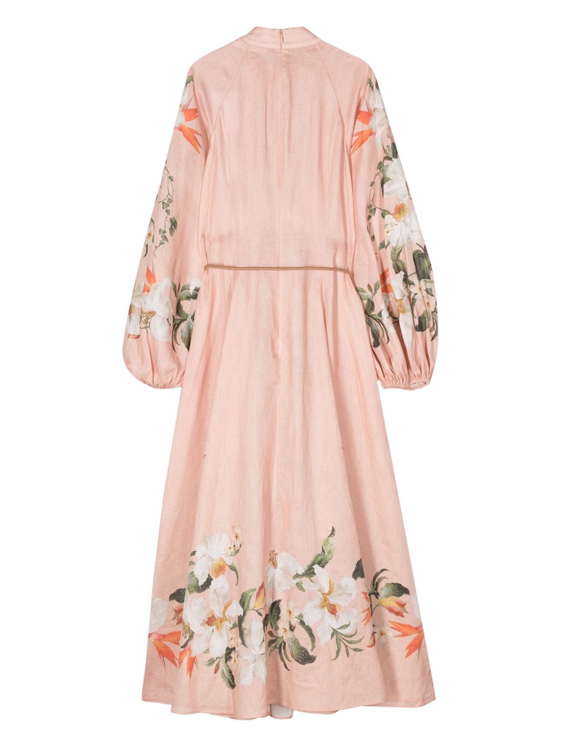 chinese dress ladies Zimmermann Lexi Billow Long Dress Pink Palm