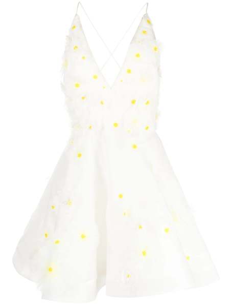 Zimmermann Natura V-Neck Lace Mini Dress - Multi Botanical Ivory |  Garmentory