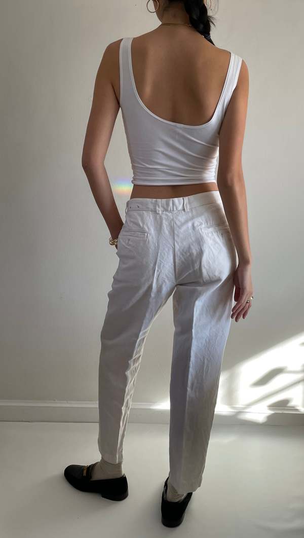 Vintage 90s Brooks Brothers White Cotton Linen Chinos - 30x29