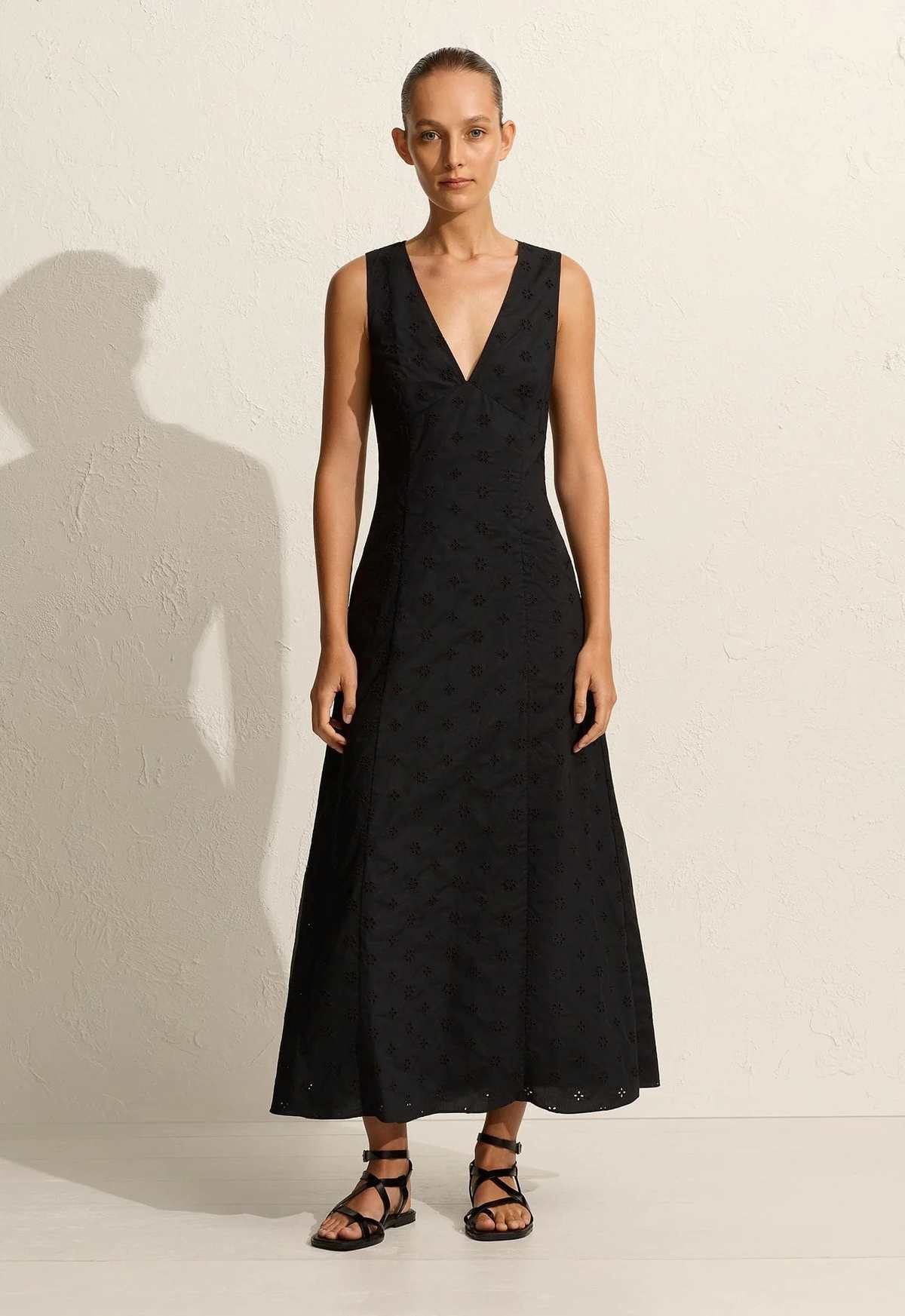 Matteau Broderie Plunge Dress - Black - Image 1 of 4