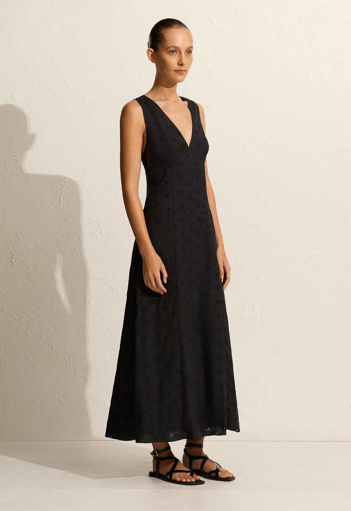 Matteau Broderie Plunge Dress - Black - Image 3 of 4