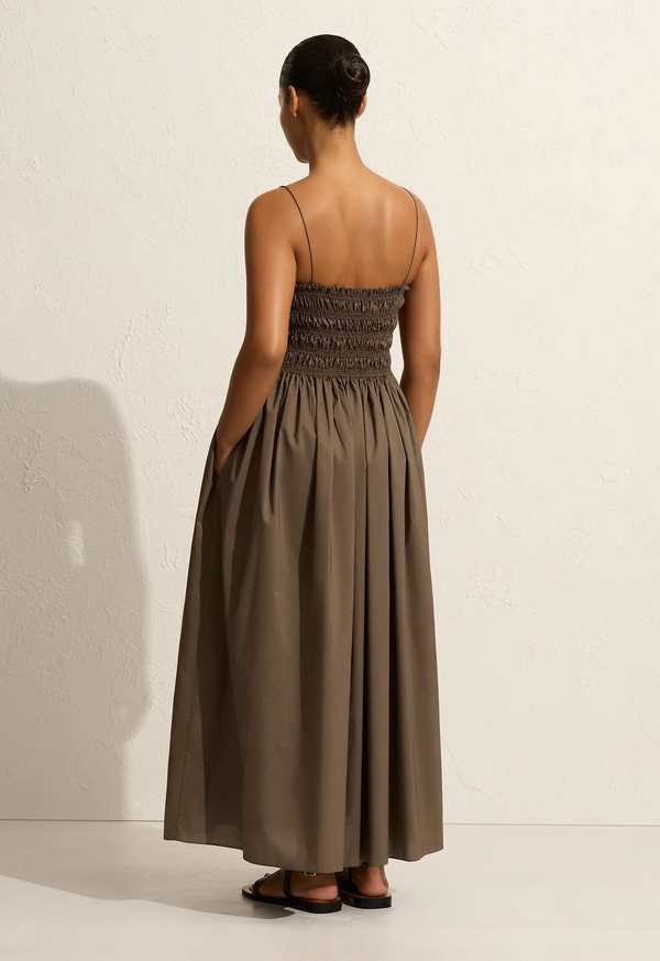 matteau dress brown Matteau Shirred Bodice Dress - Brown