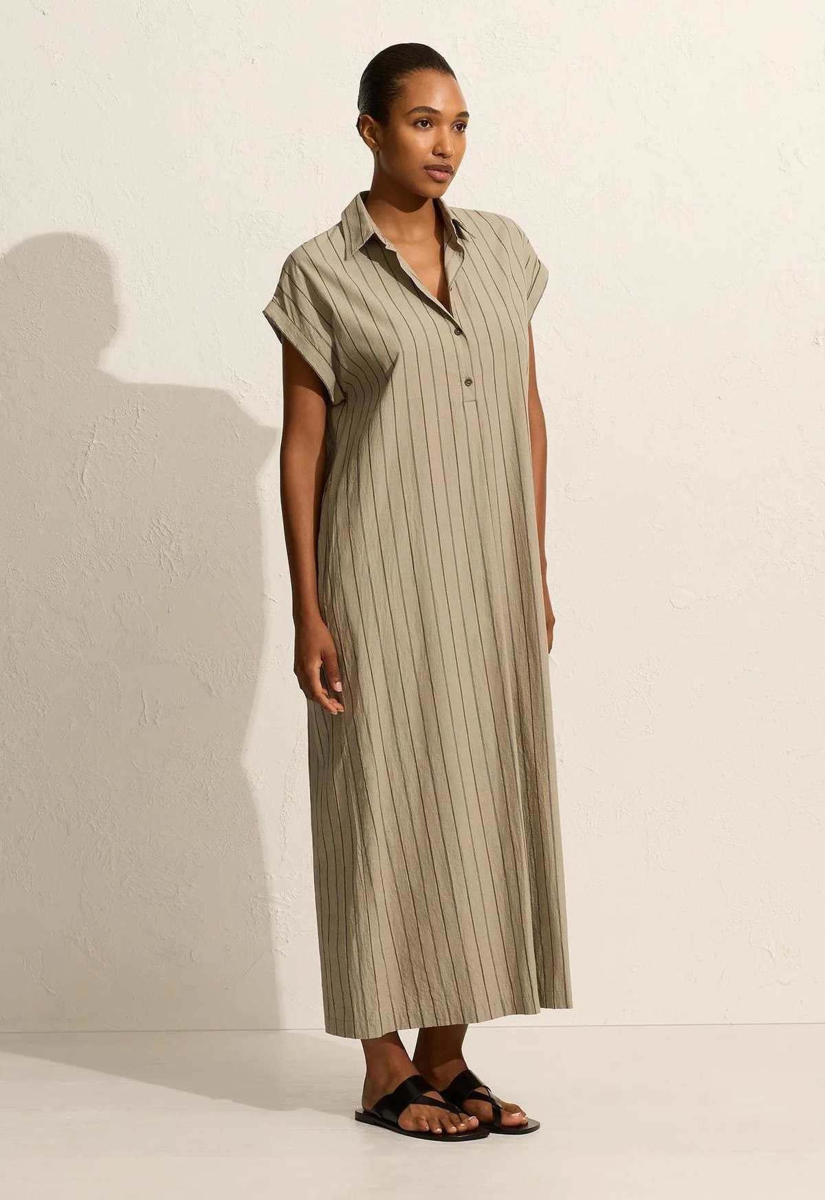 Matteau Sleeveless Stripe Djellaba - Sage Stripe - Image 2 of 4