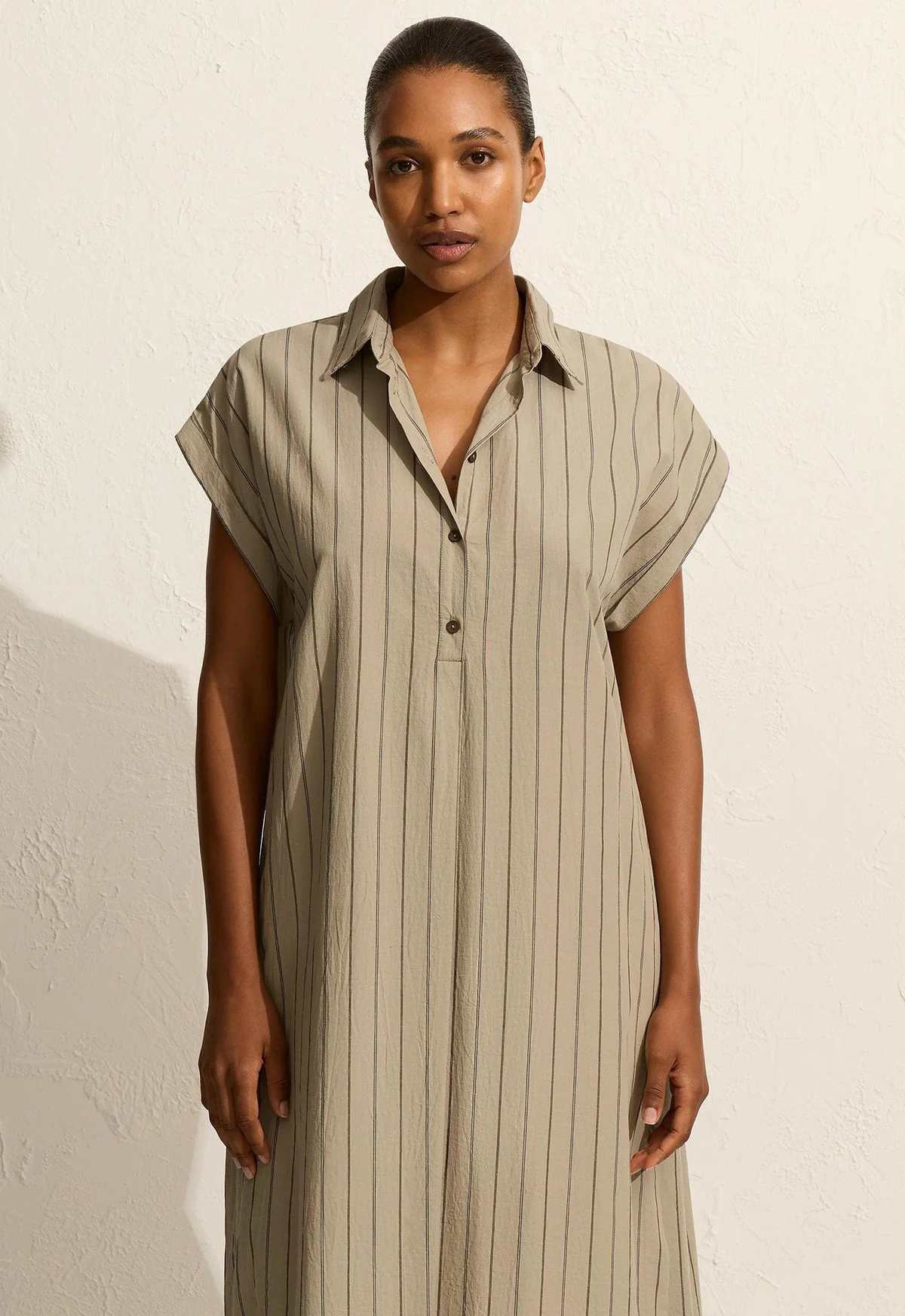 Matteau Sleeveless Stripe Djellaba - Sage Stripe - Image 3 of 4