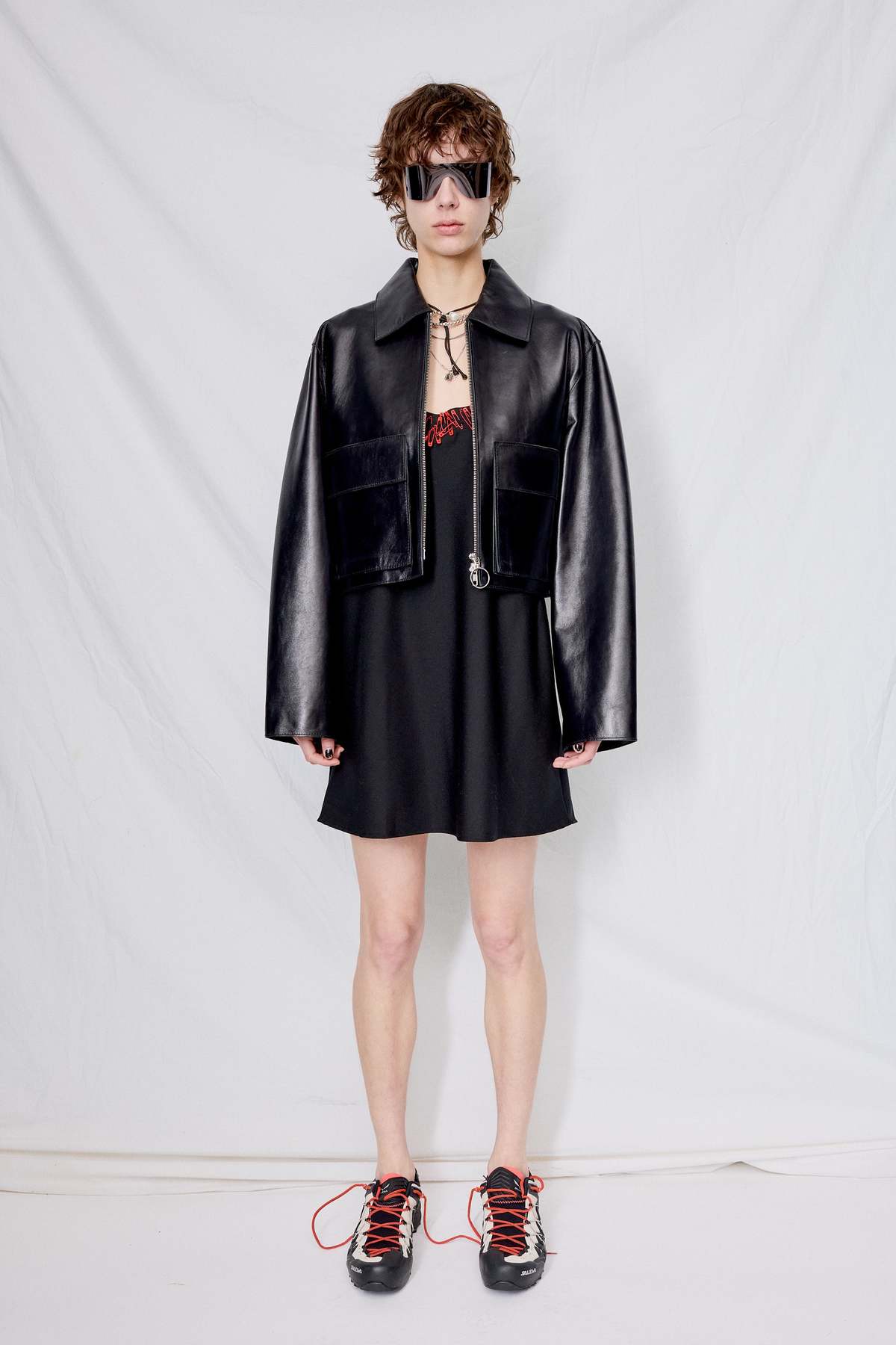 black leather swing dress Maeve Faux Leather Sleeveless Swing Dress