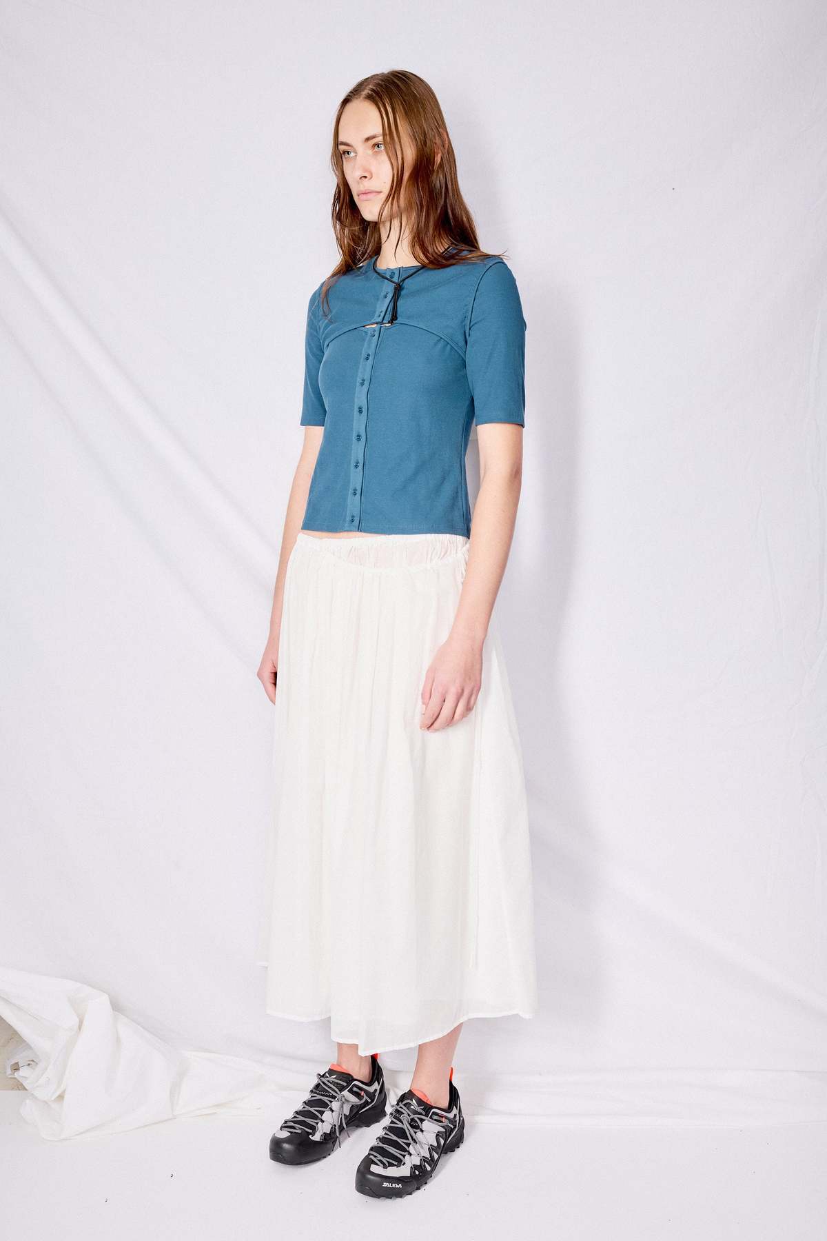 AMOMENTO Ribbed Button Cardigan Top - Black | Garmentory