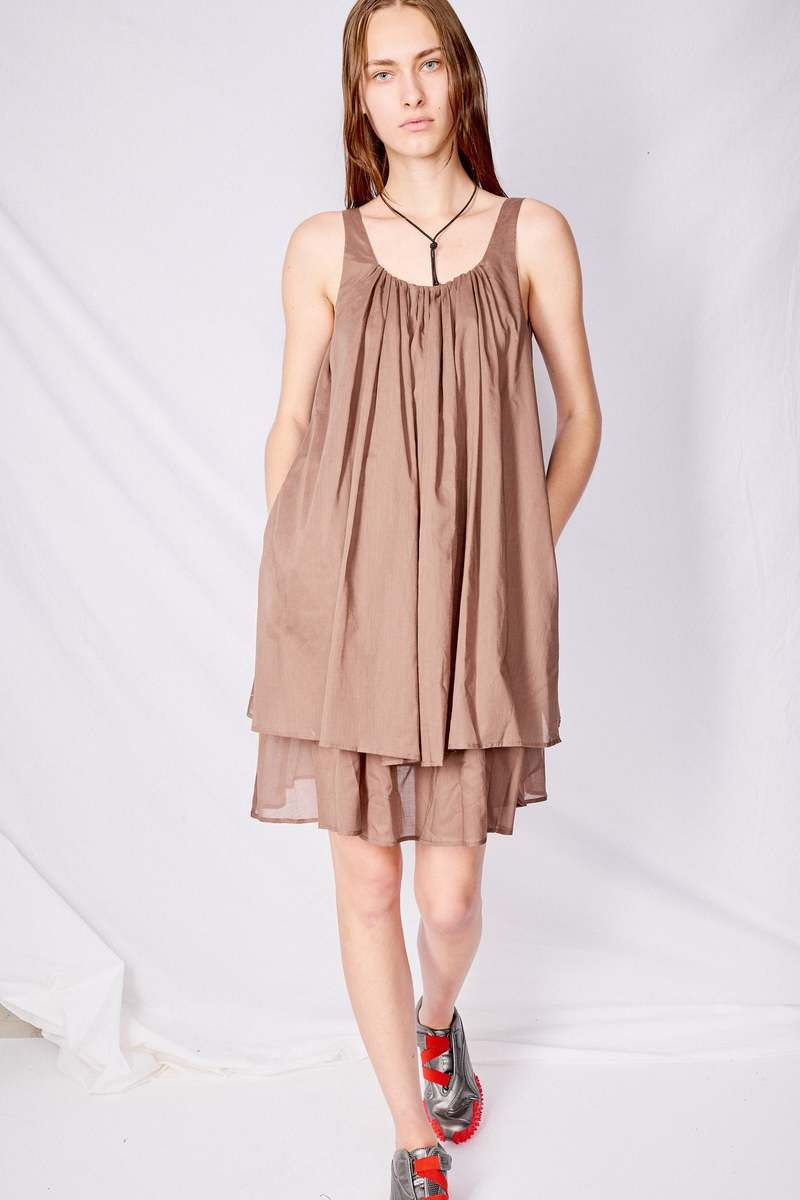 Ameri SHIRRING SHEER DRESS｜レディース