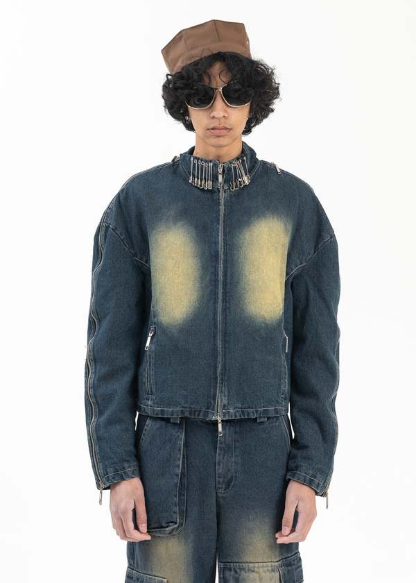 Ke Tto Men WASH PINS DENIM JACKET BLUE on Garmentory