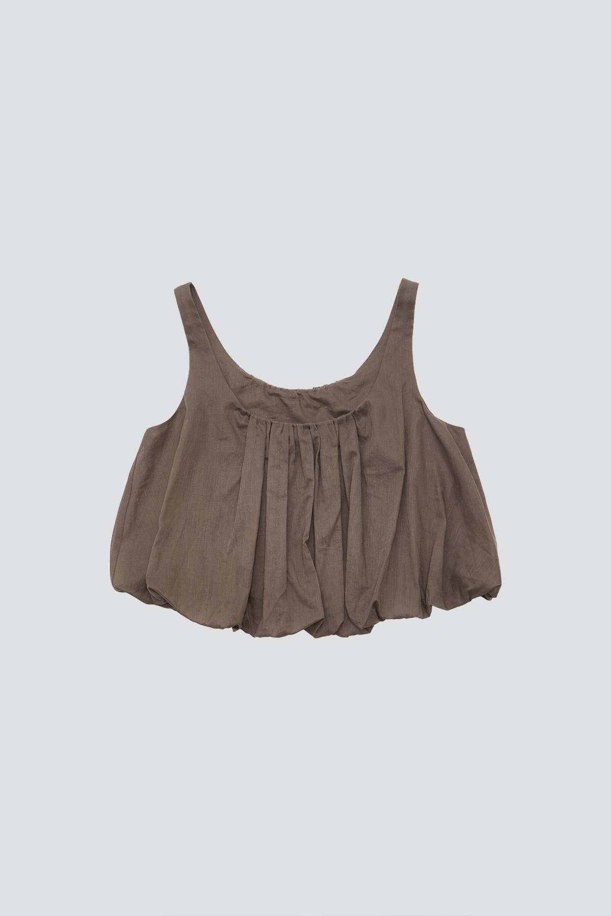 トップス AMOMENTO SHEER VOLUME CROP TOP AMOMENTO Brown Sheer Volume Crop Top - Brown | Garmentory