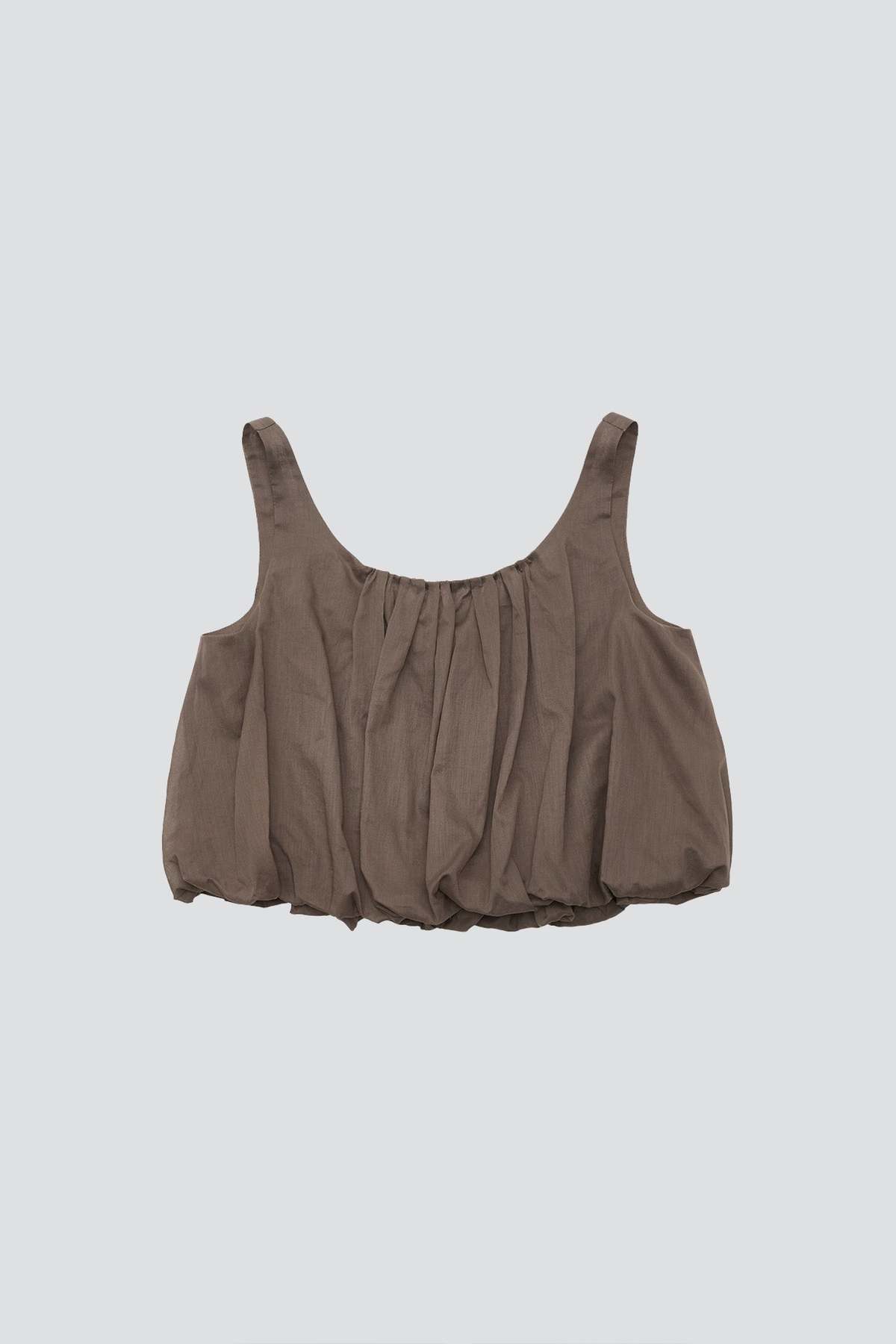 AMOMENTO Brown Sheer Volume Crop Top - Brown | Garmentory