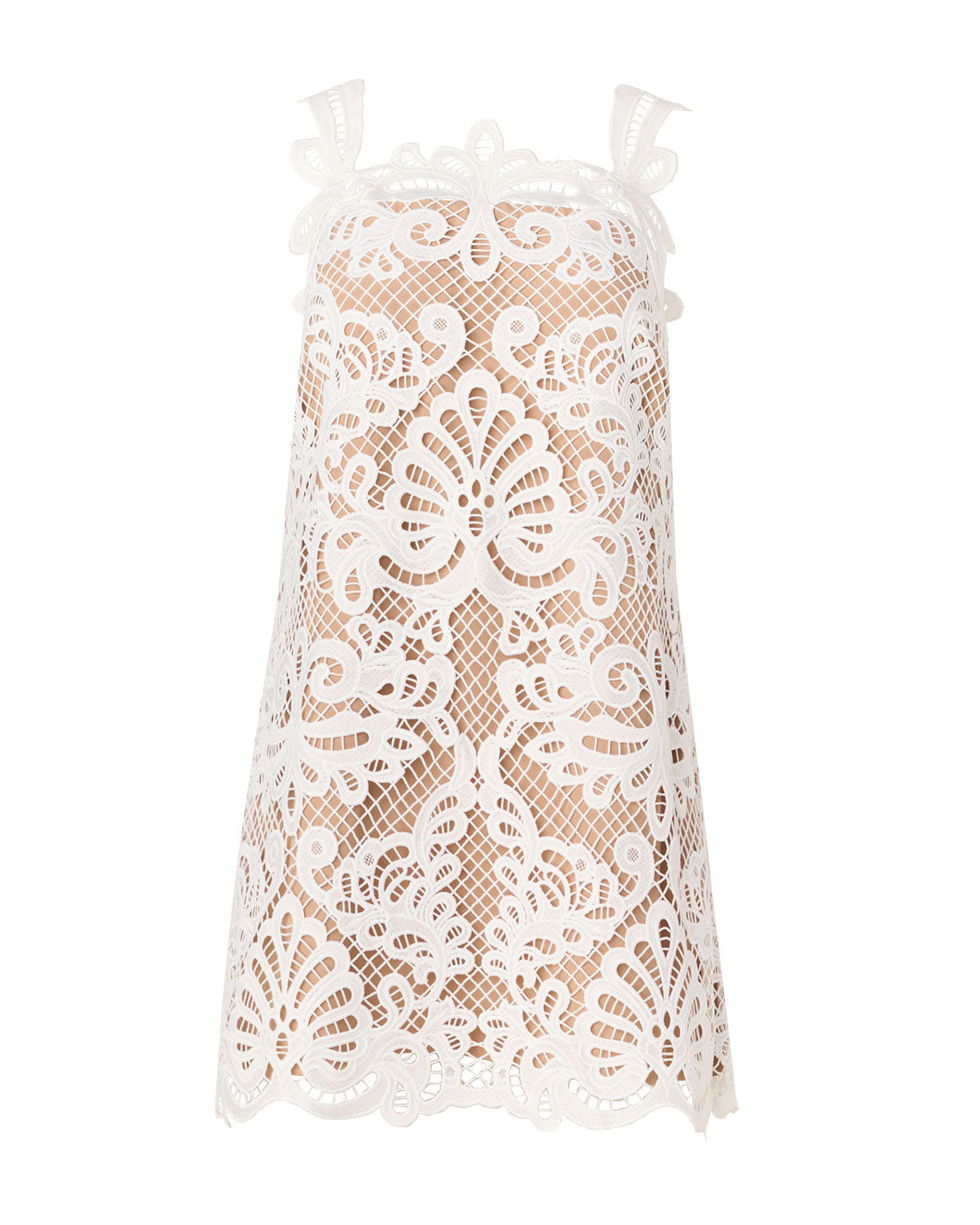 slim fit dress slacks White Floral Lace Mini Dress – self-portrait-US main image 0