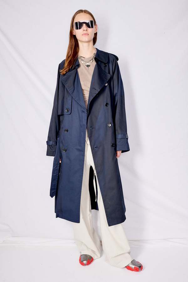 値下げしました！YOKE SPRAY PRINTED TRENCH COAT Yoke Spray Printed Trench Coat - Navy | Garmentory