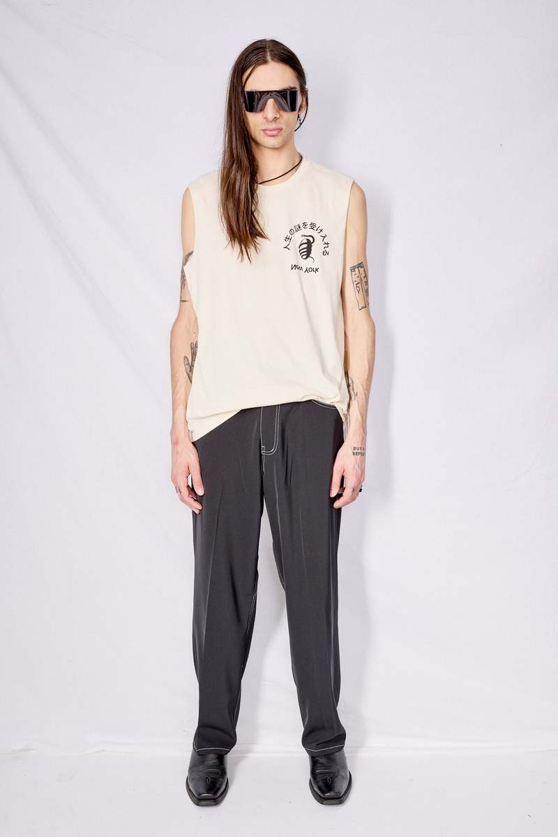 Yoke 5P Wide Leg Straight Pants - Black | Garmentory