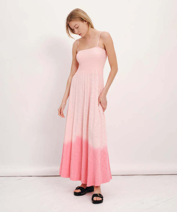 ATM Slub Jersey with Tonal Dip Smocked Dress - Cherry Blossom Combo |  Garmentory