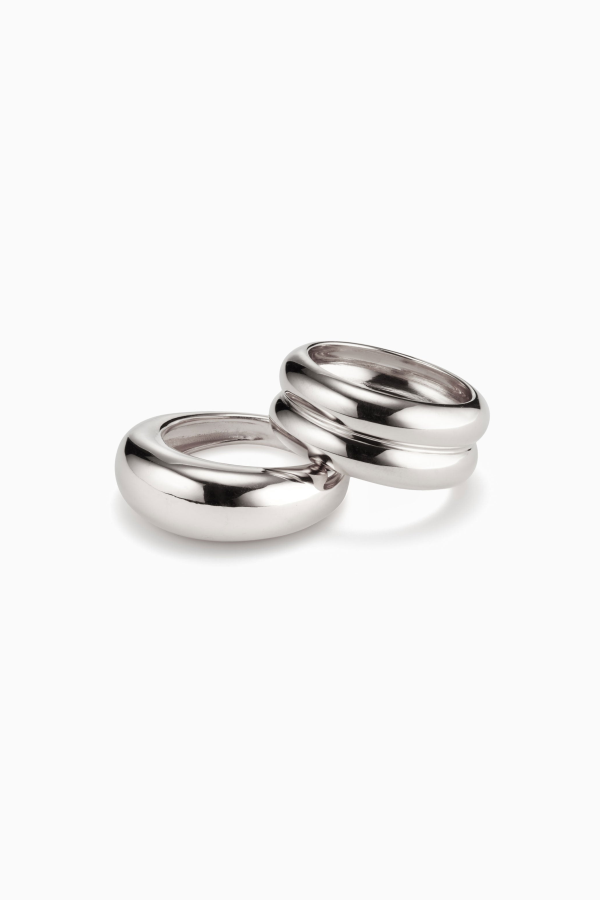 AGMES Domed Ridge Ring Set - Sterling Silver