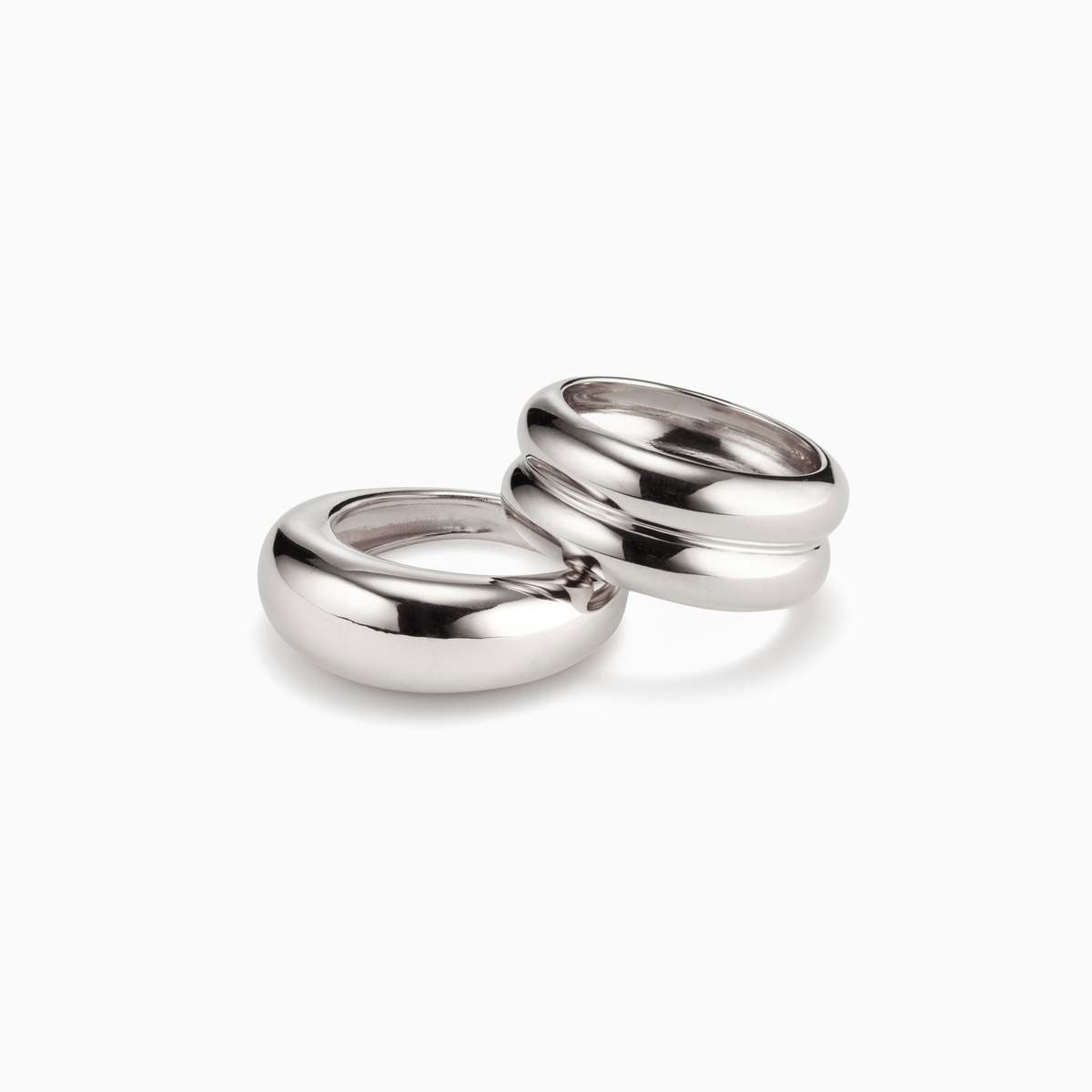 AGMES Domed Ridge Ring Set - Sterling Silver - Image 1 of 5