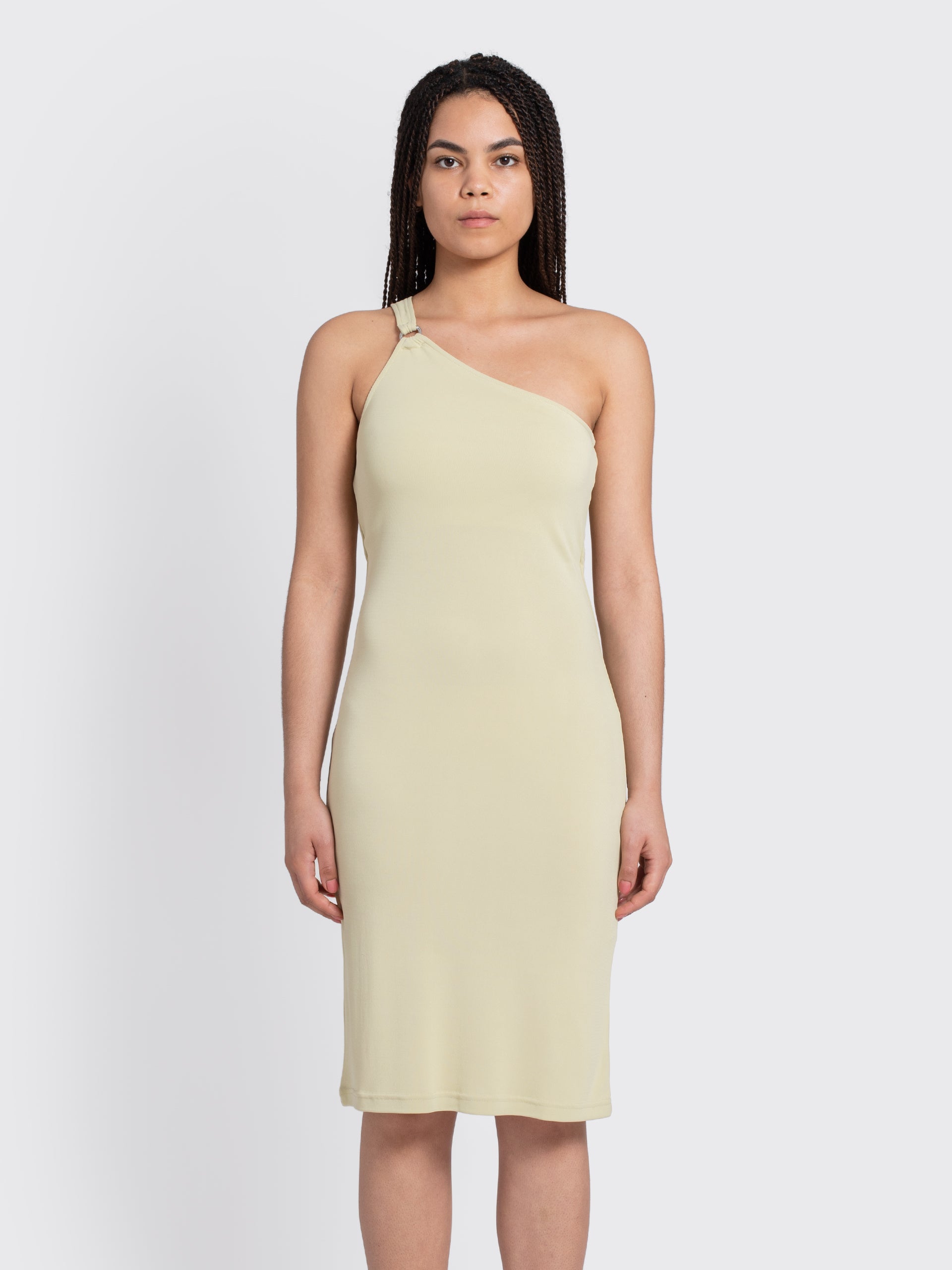 Filippa K One Shoulder Jersey Dress - Matcha Green