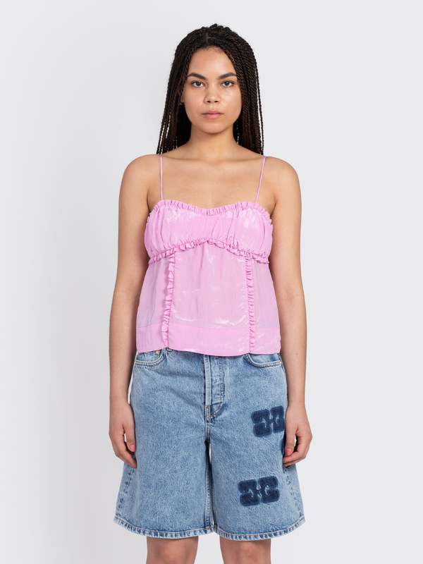 GANNI Shiny Tech Strap Top：キャミソール Ganni Shiny Tech Strap Top - Lilac Sachet | Garmentory