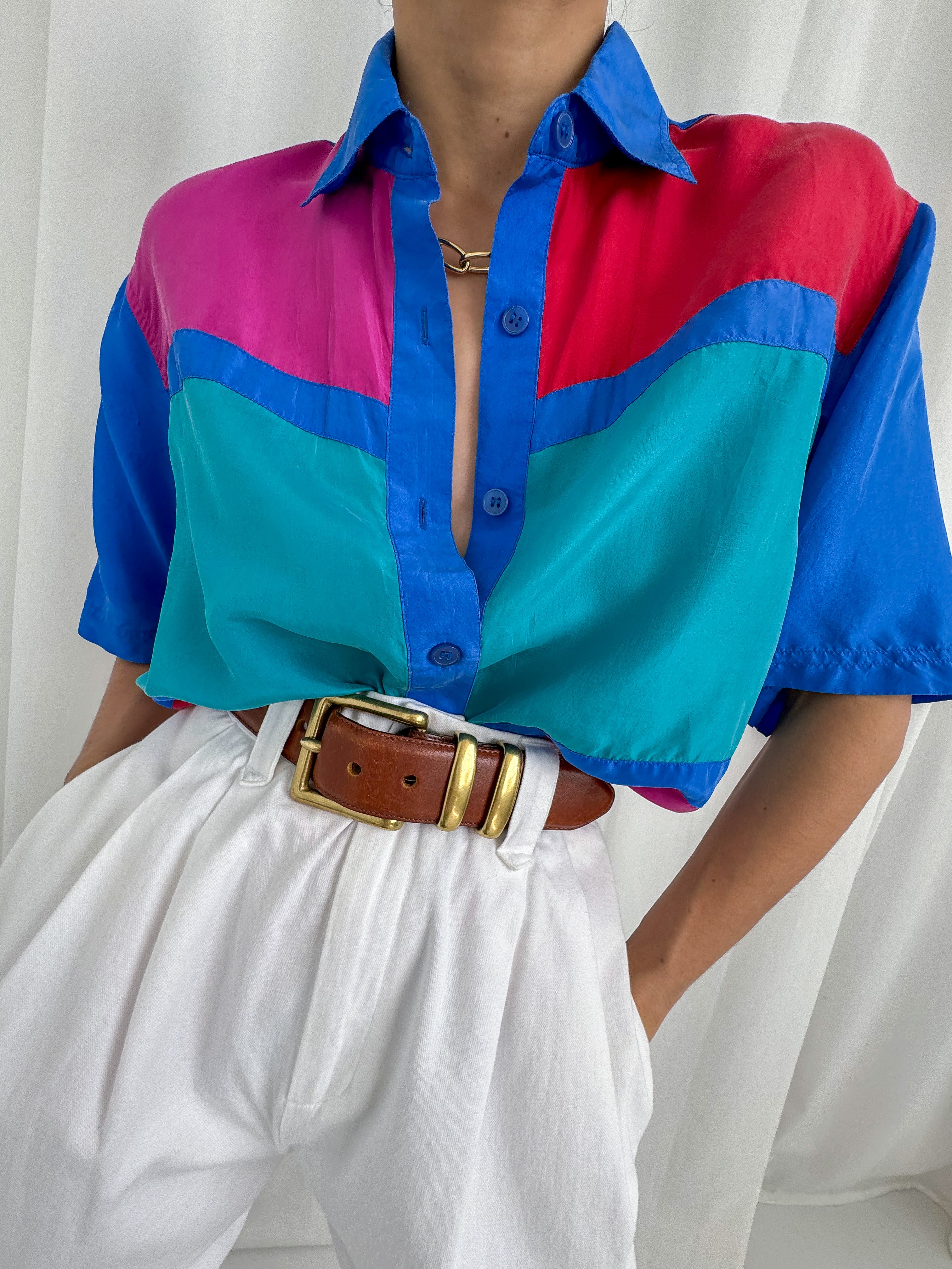 Vintage-90s-Color-Block-Silk-