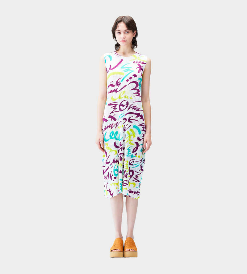 Pleats Please by Issey Miyake Fizzy Pleated Dress - White | Garmentory