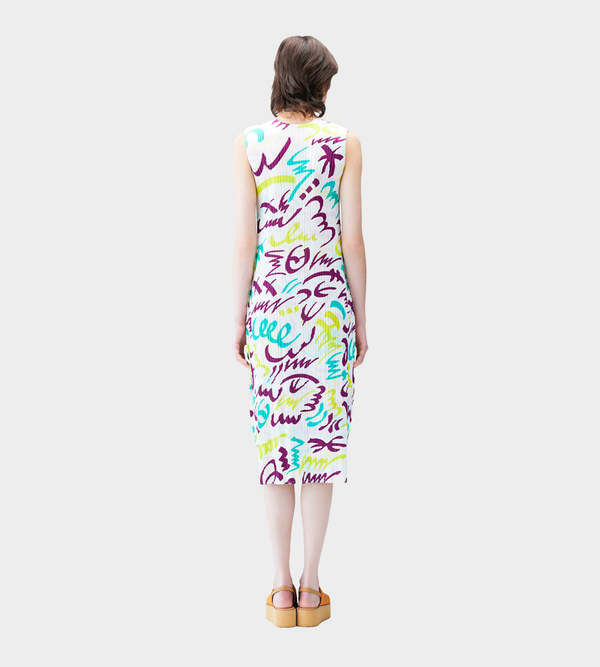 Pleats Please by Issey Miyake Fizzy Pleated Dress - White Pleats Please by Issey Miyake Fizzy Pleated Dress - White