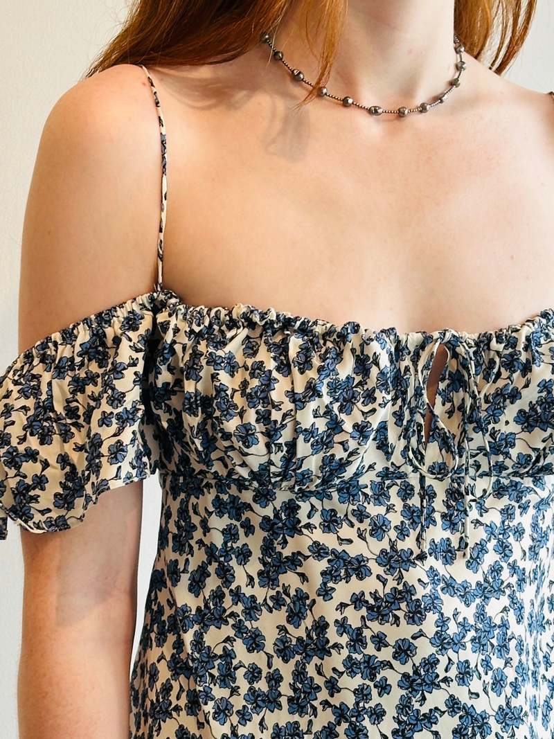 Faithfull The Brand Menton Top - Leilani Print Mid Blue