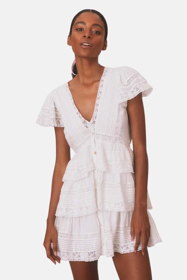 knee length dresses for ladies LoveShackFancy - Roylan Dress - White main image 0
