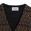 Giuggio (Italy) Jacquard Single Knit Wool Blend Full Zip Vest Bronzite : XL - Thumbnail 4