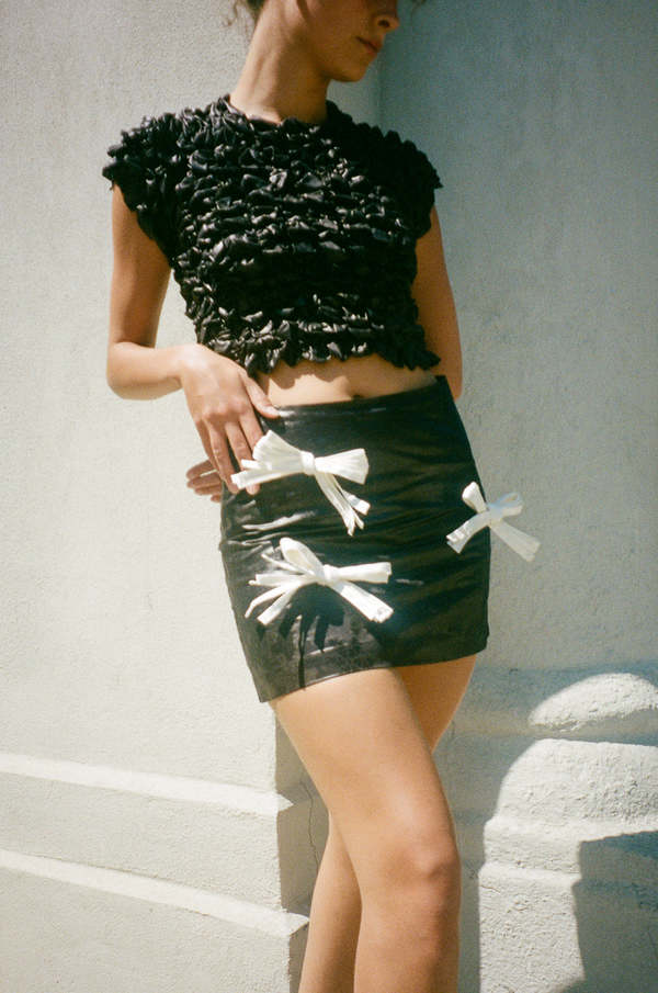 Super Yaya Alexa Mini Skirt - Black/Off White Bows | Garmentory