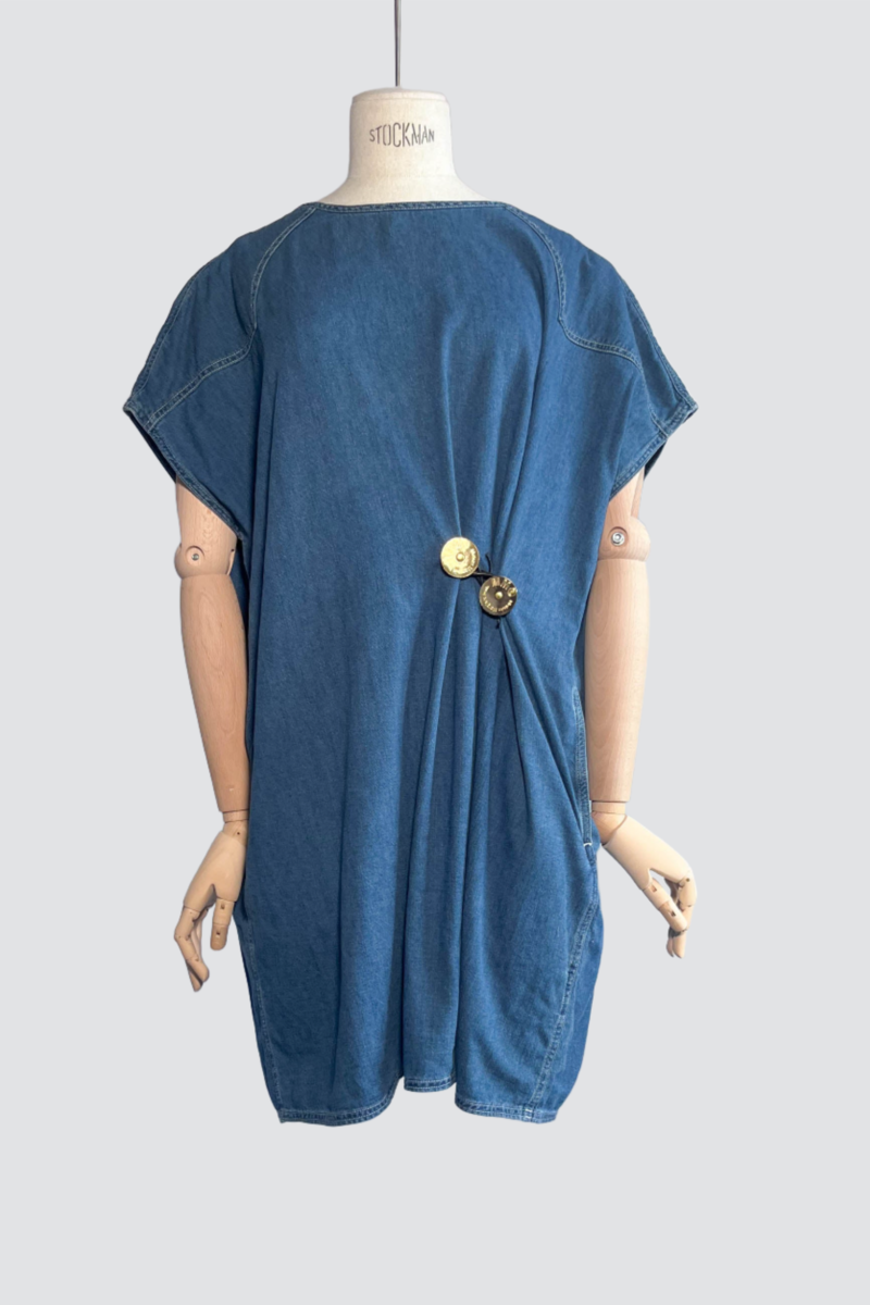white christmas dresses MM6 Maison Margiela // Blue V-Neck Denim Dress – VSP Consignment main image 0
