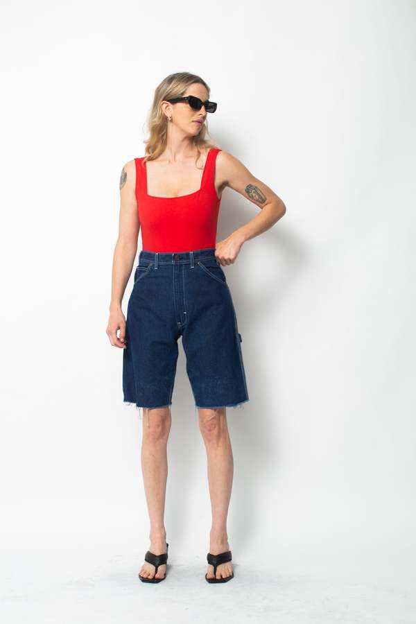 Cut-Off Denim Work Shorts