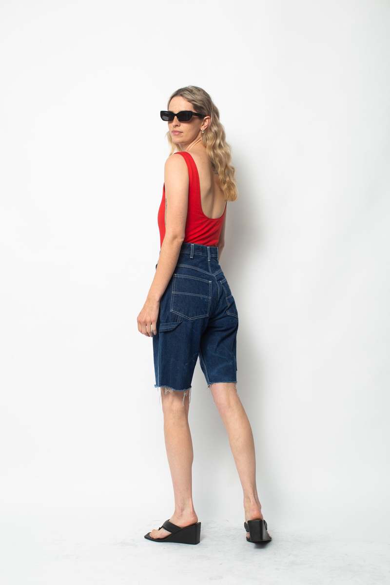 Cut-Off Denim Work Shorts