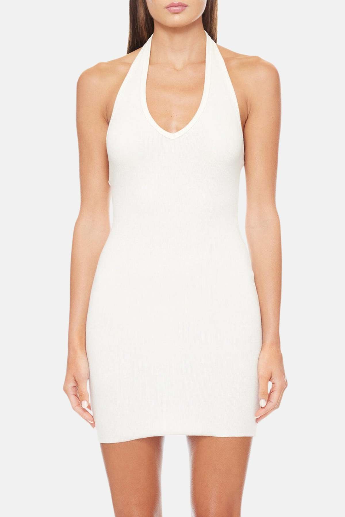 Heather Grey Halter Mini Dress - Cream | Garmentory
