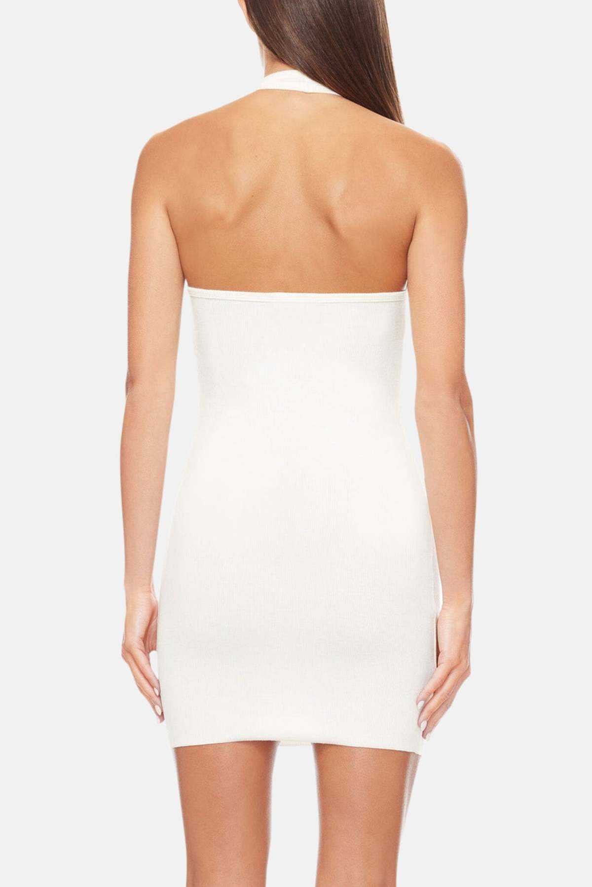 Heather Grey Halter Mini Dress - Cream | Garmentory