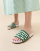 Loeffler Randall Henri Crochet Raffia Sandal - Green/White - Thumbnail 2