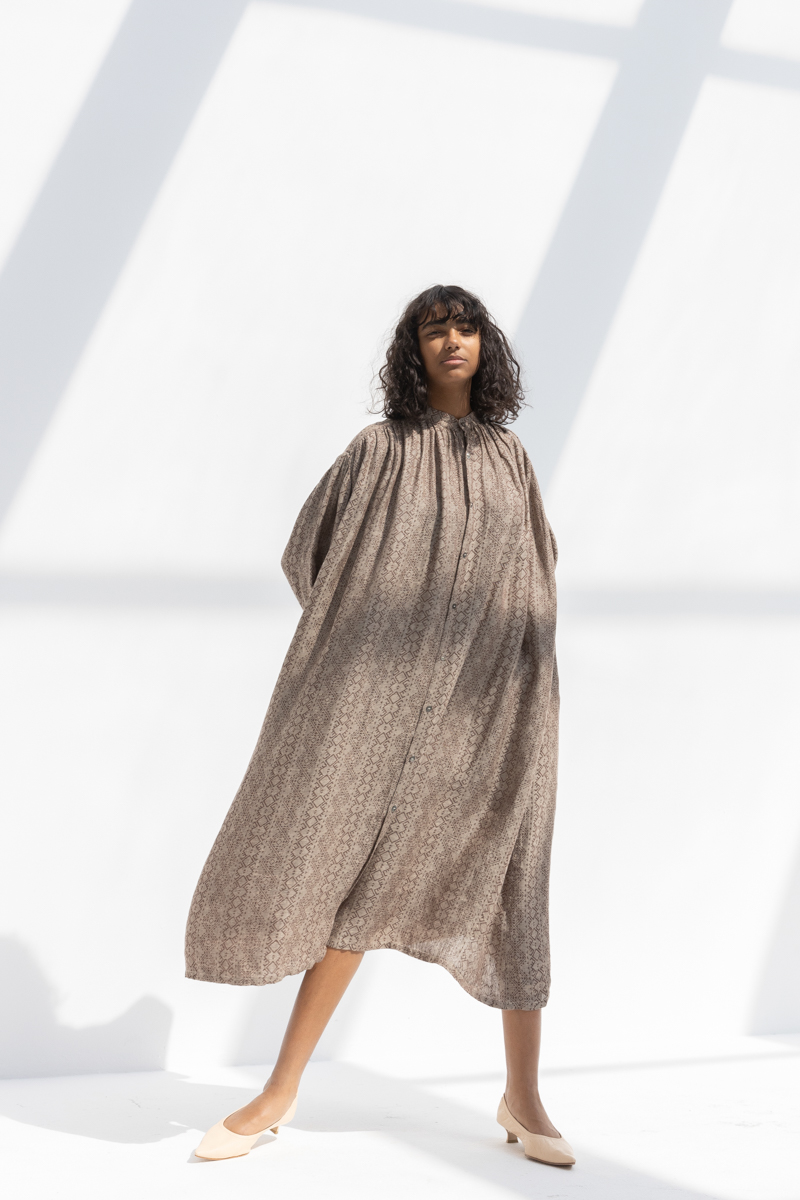 Ichi Antiquites Jacquard Dress - Beige | Garmentory