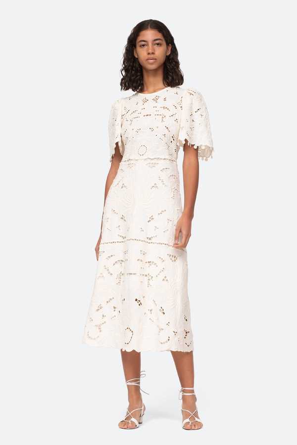 chinese dress ladies Lyon Lace Dress in White Lace – RESA main image 0
