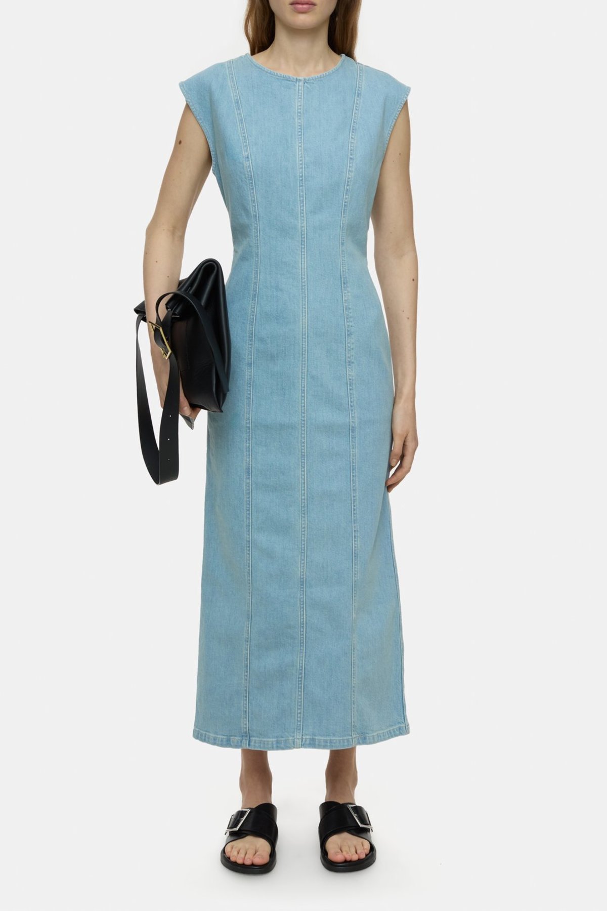 denim midi shift dress Buy Sosandar Blue Fit & Flare Buckle Detail Denim Midi Dress from Next USA