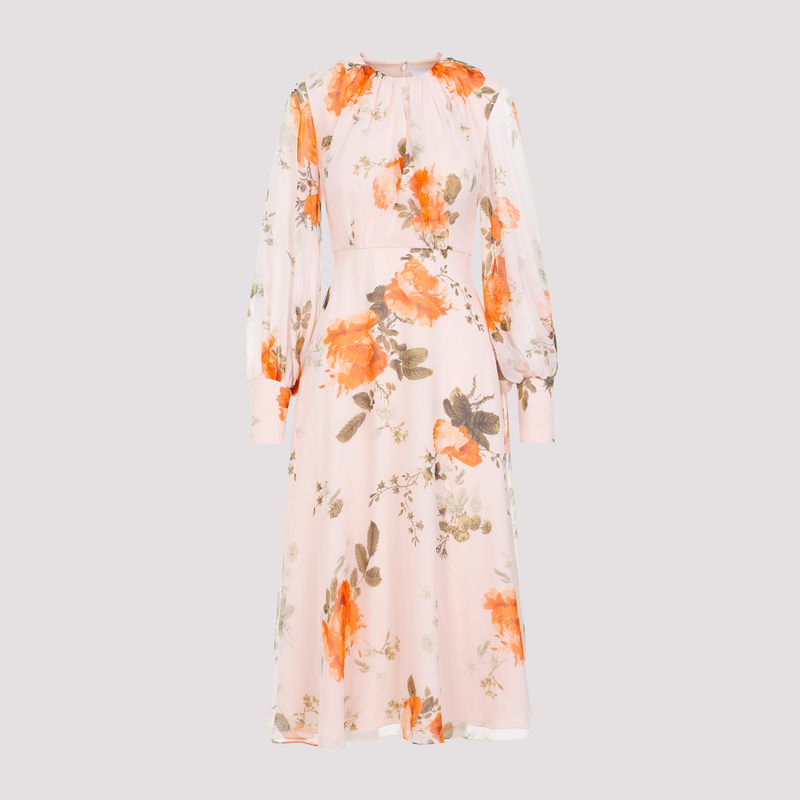 erdem orange dress Embroidered mesh midi dress in orange - Erdem