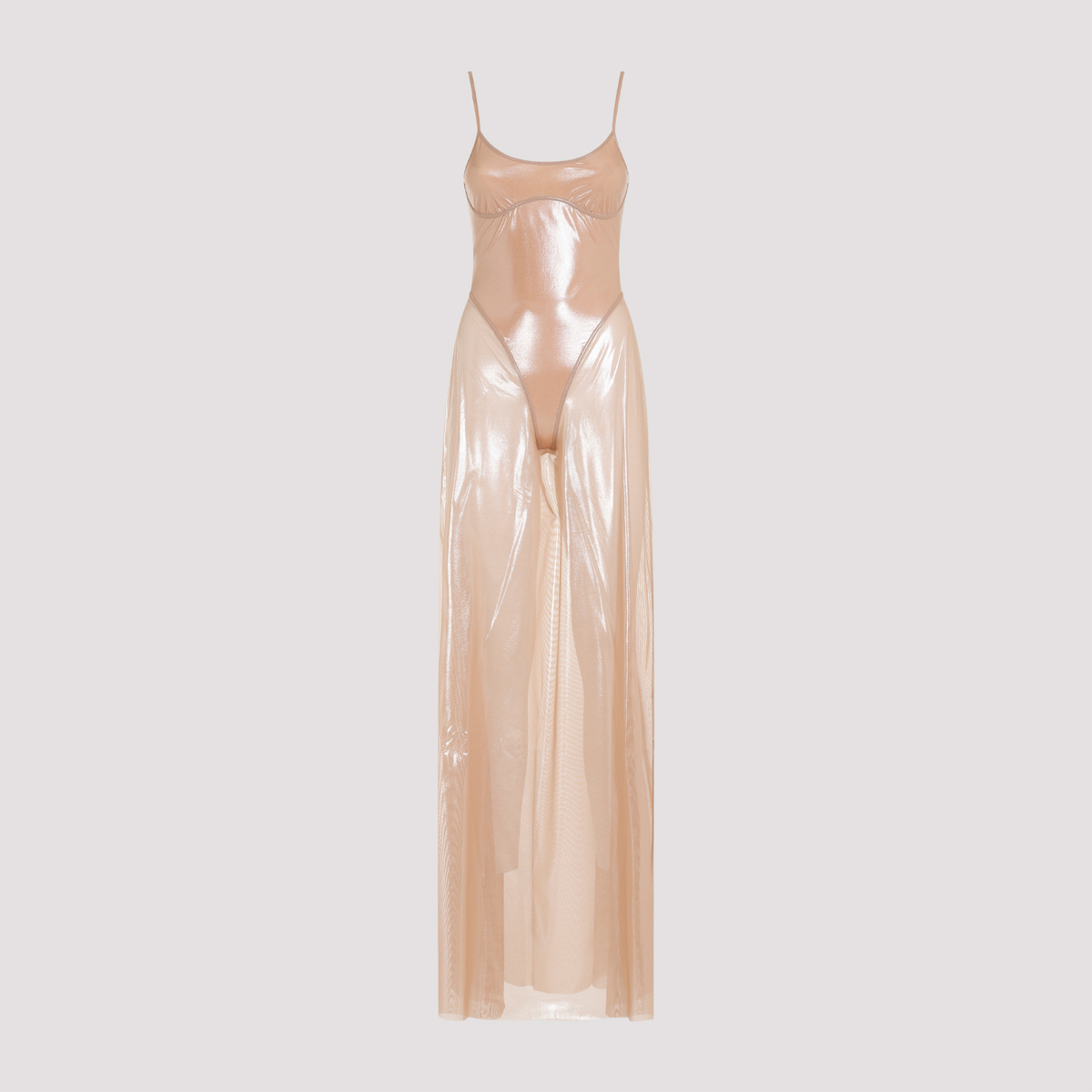 gold one shoulder long sleeve dress Diesel Logo Ruched Bodycon Shimmer Maxi Dress Brown