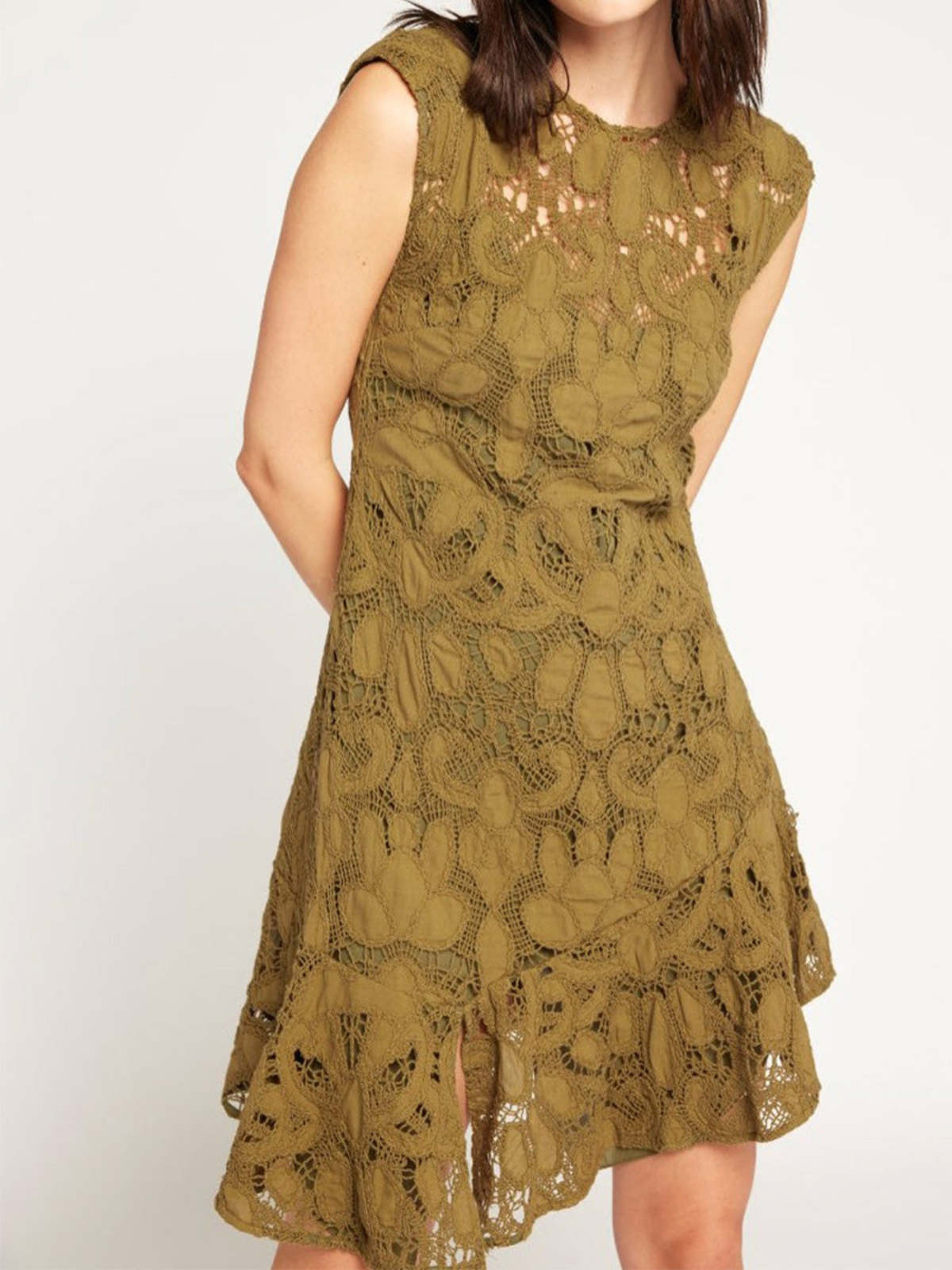 green emerald velvet dress Joie Puff Sleeve Shirred Dress Floral Print Apricot/Green