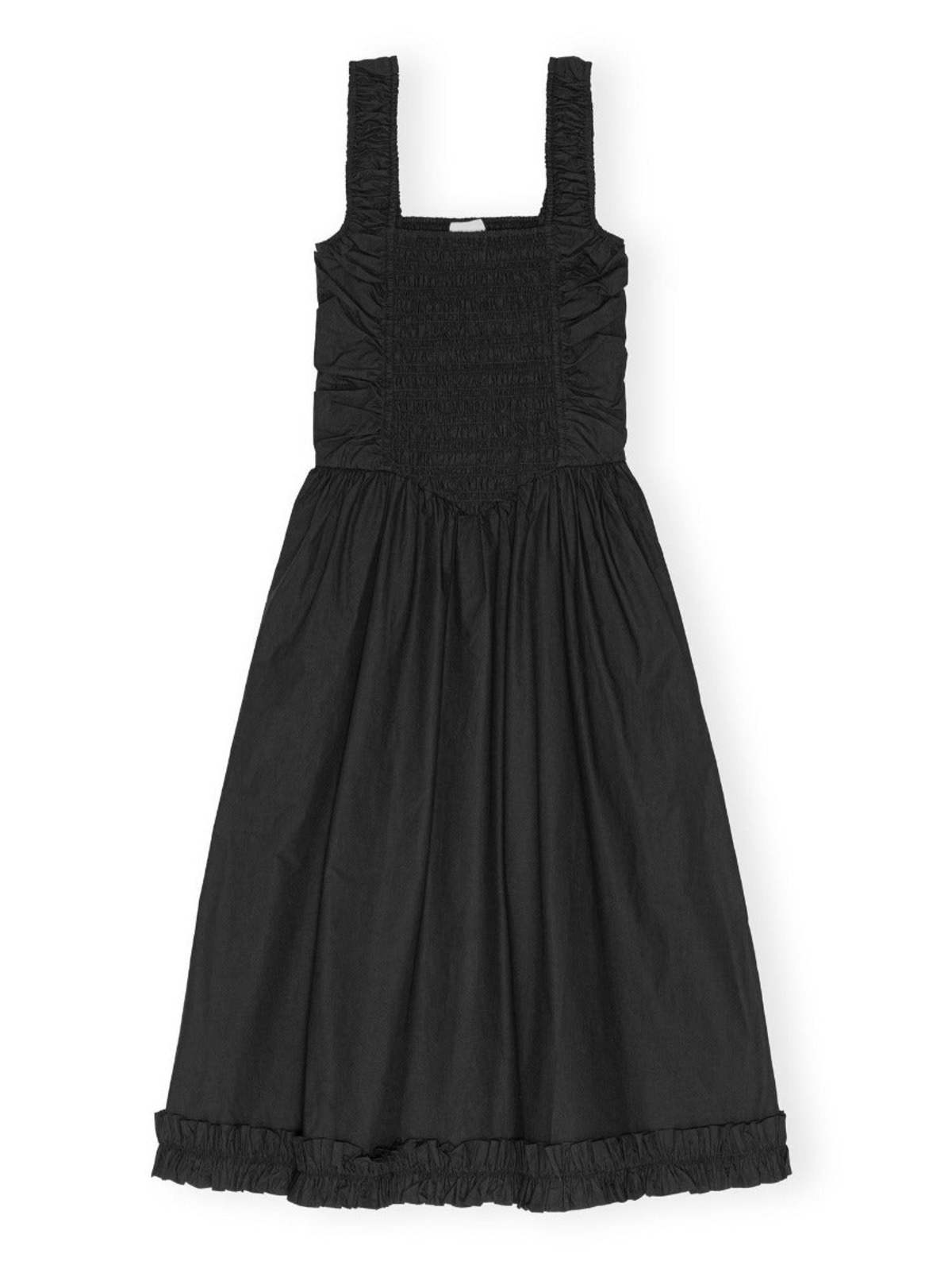 Ganni ■Cotton Poplin Strap Dress - Black Black Black Cotton Poplin Strap Dress | GANNI US