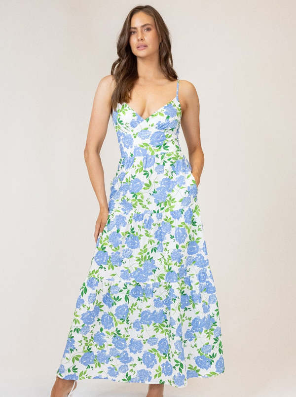 princess polly baby blue dress Square Neck Solid Twist Knotted Brown Maxi Dress Curve & Plus main image 1