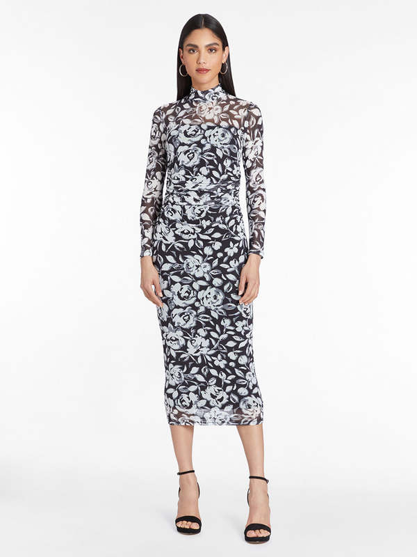 Amanda Uprichard Long Sleeve Dominique Dress - Midnight Rose on Garmentory